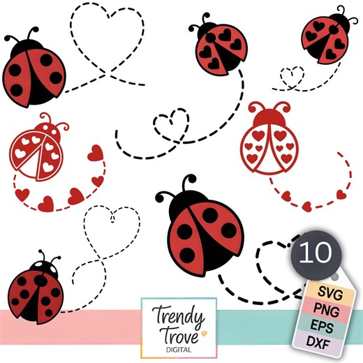 Ladybug Heart SVG Bundle, 10 Files, Cricut Cut Files (digital Download) - Etsy