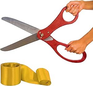 20” Grand Opening Ceremony Kit – Ribbon Cutting Kit 20 Inch Giant Scissors with Gold Ribbon for Inaugurations and Ceremonies Giant Red Scissors for Special Events