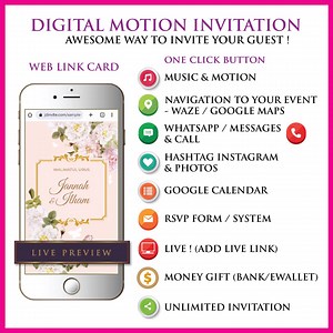 JD13 Digital Web Link Motion Invitation Cards - for Your Wedding / Special Events - Etsy UK