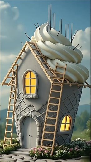 “Would You Stay in a Ice cream 🍦 Hut? #IcecreamHut #FantasyHut #AIArchitecture #WonderBuildAI