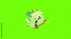 Ambulance icon animation cartoon object on green screen background