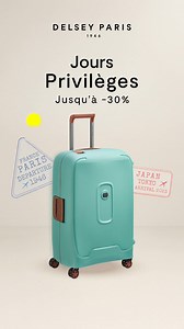 Profitez de 4 Jours Privilèges : 30% de remise sur une sélection de valises Delsey Paris pour planifier vos escapades - même les plus spontanées. Offre limitée, stocks limités | DELSEY