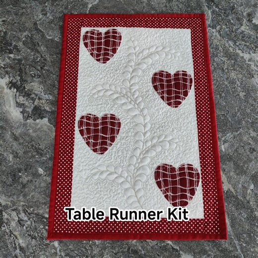 Quilted Table Runner Kit Heart Table Topper Kit Holiday Table Runner Quilted Table Topper Valentine’s Day Quilting Kit Fabric Kit - Etsy