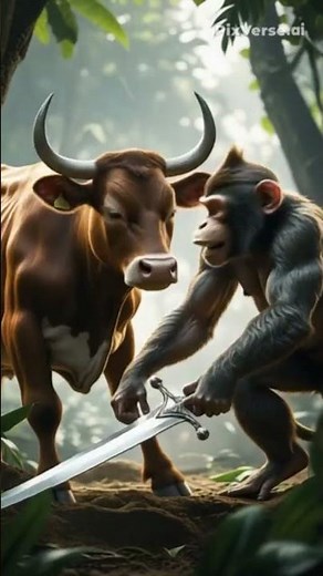 🐄💔 Brave Cow vs Monkey with Sword | Emotional Story You Must Watch