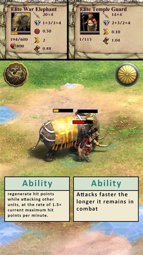 1 Elite War Elephant (Khitans) vs 2 Elite Temple Guard (Japanese) #aoe2de