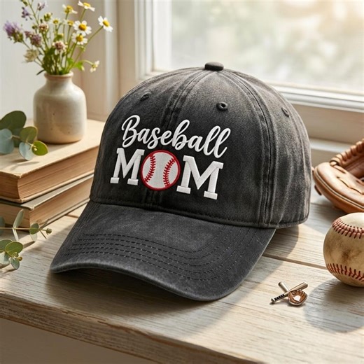 Embroidered Baseball Mom Washed Hat, Cotton Cap - Etsy