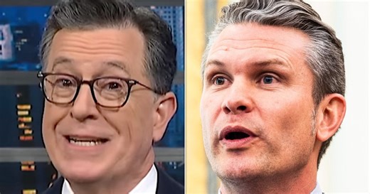 Stephen Colbert Trolls Pete Hegseth With Lightning-Fast Answer To Trump Spox's Question