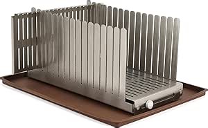 Bread Slicer for Homemade Bread, Stainless steel Bread Loaf Slicer,Bread Slicing Guide,Adjustable Width, Foldable Compact,for Bagels,Cakes,fruits,0.5" thickness, bread size: 5.5"-8.3"