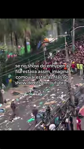 a fila tava enorme que até estava longe do estádio… e olha que no Allianz cabem 47 mil pessoas, imagina no Morumbi que é 66 mil.. #bts #enhypen #fy #viral