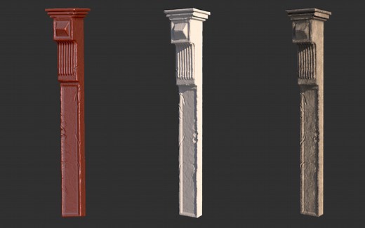 【3dsMax场景建筑】Zbrush高低模烘焙与Vray置换渲染