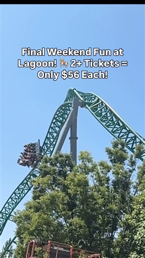Utah Fun Activities | SHARE!! FINAL WEEKEND AT LAGOON! 🎡 You don’t need a code — just grab 2 or more Regular Day Passes and watch the price drop to ONLY $56... | Instagram