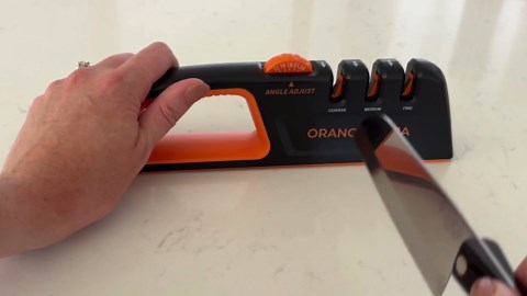 5 Precision Adjust Knife Sharpener- 3-Stage Premium Kitchen Knife Sharpener to Repair, Restore & Polish Blades by Sharp Pebble