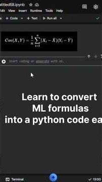 Converting a Covariance matrix formula into a simple python code in 3 steps | Python | ML #Python