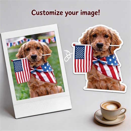 Title: Patriotic Golden Retriever Sticker, 4th of July Dog Decal, USA Flag Puppy Waterproof Vinyl, Custom Pet Sticker - Etsy