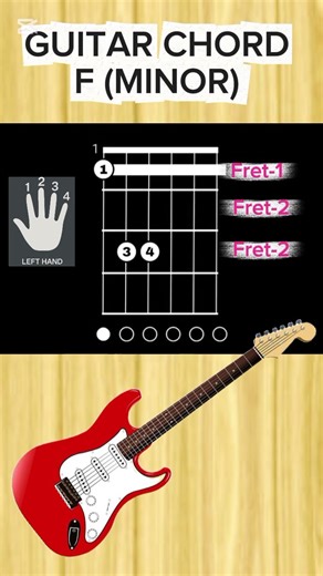 F minor chord on guitar for beginners🎸❤️🎸❤️ #guitar #guitarchords #music #youtubeshorts #shorts
