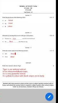 Class 4 English Model Activity Task January 2022| WBBSE #shorts