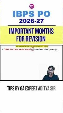IBPS PO 2026: Last One Week GA Revision Strategy | Important Months For Revision by Aditya Sir