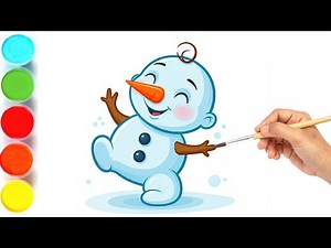 Baby Snowman Drawing, Painting and Colouring For Kids and Toddlers_ Kids Art and Learning