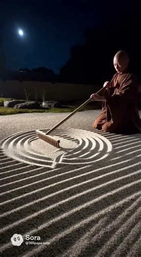 Moonlit Circle in a Zen Garden