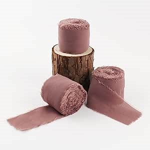 Amazon.com: Handmade Fringe Chiffon Silk Ribbon 3 Rolls 21 Yards Fabric (Dark Brown Tangelo)