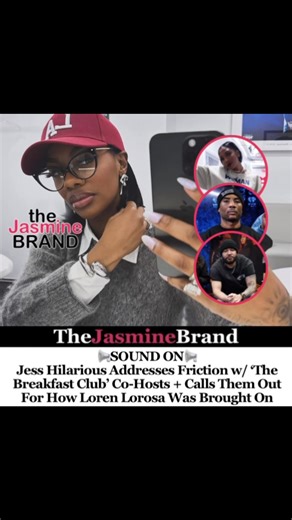 62K views · 926 reactions | #JessHilarious and #TheBreakfastClub co-hosts aired out their issues live this morning. She broke down her issues with her co-hosts, and said they don’t have her back when it comes to online hate. She also addressed how #LorenLorosa was introduced on the show when Jess returned from maternity leave. Your thoughts? : @breakfastclubam | The Jasmine BRAND | Facebook