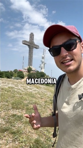 Why is there a Massive Cross in North Macedonia? 🇲🇰 #geography #travel