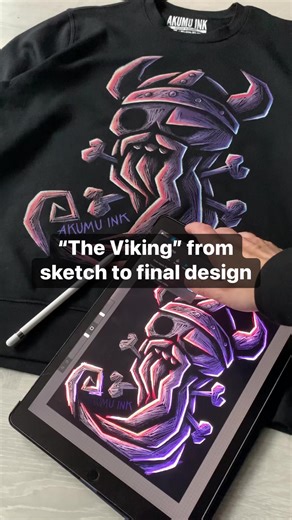 2.5K views · 40 reactions | “The Viking” from sketch to final design. I’m showing you a brief ‘behind the curtain’ of my initial sketch. Because I don’t see ideas in my head as images, I usually start with a very simple sketch and build it up as I’m working on it: www.akumu.ink | Akumu Ink | Facebook