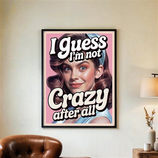 Funny Sarcastic Poster - Retro Mental Health Wall Art, Vintage Pink Quote Print, Trendy Feminist Room Decor, Cute Teen Gift FRAMED/UNFRAMED - Etsy