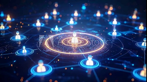 Digital Network Connection: Interconnected Hubs of Data and Information Flow