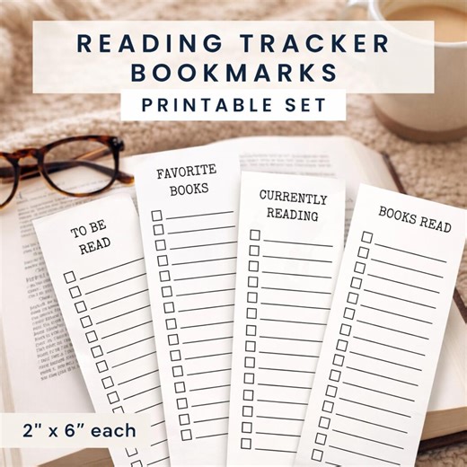 Reading Tracker Bookmarks Printable Book Log Bookmark Set 2x6 Reader Gift - Etsy