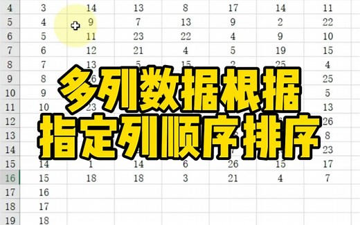 Excel多列数据根据指定列顺序排序