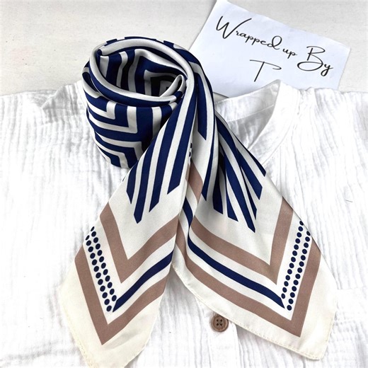 Geometric Silk Square Scarf, Satin Bandana, Hair Tie, Headscarf, Head Wrap, Ladies Scarves, Neckerchief, Neck Scarf - Etsy UK