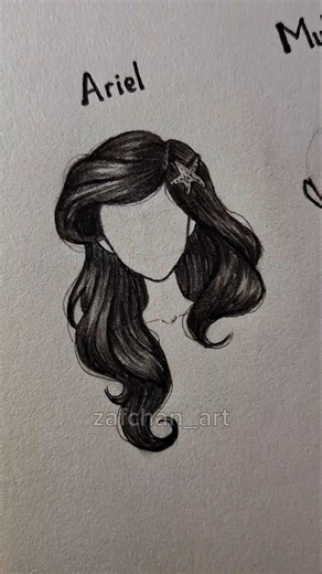 How to draw hair (Ariel, Mulan & Jasmine) ✨️ #drawing #art #sketch #howtodraw #shorts