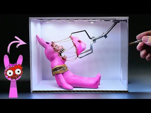 Diorama of realistic Incredibox Sprunki Pinky in the Laboratory