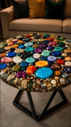 Colorful Stone Resin Table 🌈✨ | Stunning Epoxy Art Transformation
