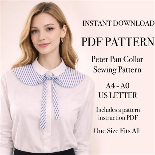 Peter Pan Collar Sewing Pattern | Detachable Tie PDF (digital Download) - Etsy