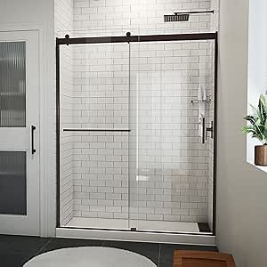 DreamLine Sapphire-V 56-60 inch W x 76 inch H Semi-Frameless Bypass Shower Door in Oil Rubbed Bronze