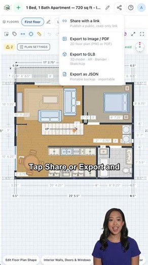 Export a 3D Model GLB in RoomSketch3D 🏠 #roomsketch3d #interiordesign #floorplan #architecture