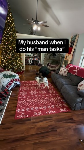 He is always one to jump to doing any task that I’m doing - so I don’t have to 😂 he is too cute @rubin_daybyday #couple #couples #husband #wife #married | Hannah Rubin