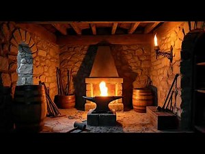 Old-Time Blacksmith Forge Fire | Medieval Workshop Ambience | 4 Hours