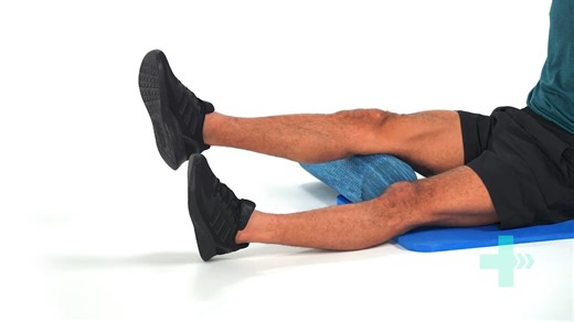 Active end-range knee extension in long sitting (Quadriceps) Sit with your legs out straight and take support from your arms behind you. Place a foam roller under your knee. Push the back of your knee down against the foam roller and then straighten your leg, lifting your heel from the floor. Hold this position, then control the movement back to the start position. Here are the primary benefits: 1. Eliminating "Quadriceps Lag" "Quad lag" occurs when you can straighten your leg passively (with he