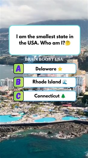 📏 “Smallest by area!”I am the smallest state in the USA who I am#usaquiz #amercia #usashorts #usa