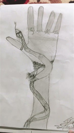 Snake Wrapped Around Hand 🐍🤲 | Dark Art #shorts