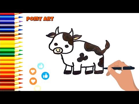 Draw A Happy Cartoon Cow! 🐄 mooo | Easy Step-by-Step cow Drawing for Kids