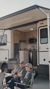 Morning coffee just tastes better when your house is parked on wheels. No alarms, no office rush, just fresh air, a hot cup of coffee, and the same motorhome behind us every single day. This is that slow, peaceful RV morning Americans love — pull up somewhere quiet, fire up the coffee, sit outside, and just breathe for a second. That’s the beauty of RV life. You wake up wherever you want, open the door, and boom — this is your front yard today. This motorhome isn’t staged or dressed up. It’s the