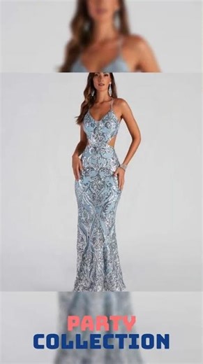 Sequin Maxi Dress - Open Back V-Neck Evening Gown