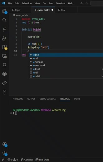 Simple Verilog code to find if the number is even/odd #verilog #even #odd #coding #vlsi