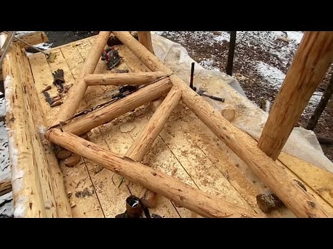 Log King Post Truss built from scratch