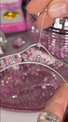 making a silver wire tiara with beads ✨👑 #diytiara #jewelrymaking