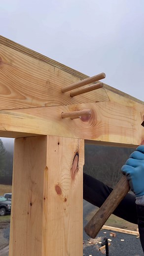 Scarf Joint Peg Driving in Timber Framing Construction